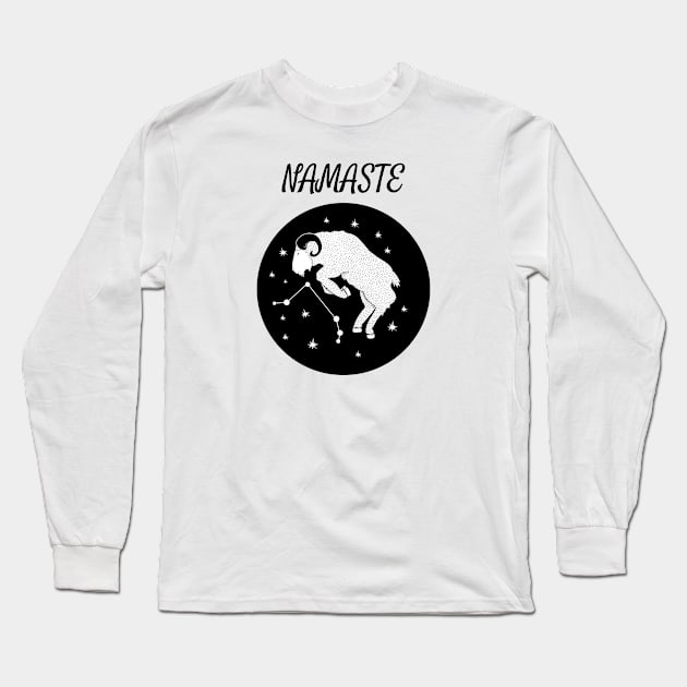 Namaste Aries Zodiac Long Sleeve T-Shirt by DesignIndex